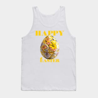 Happy Easter Egg Design with Floral Elements Tank Top